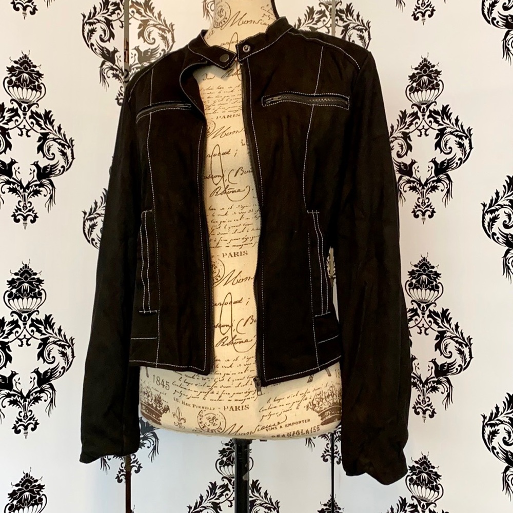 ๐ NWT! Faux Suede Bling Leopard Skull Jacket! - Picture 8 of 11